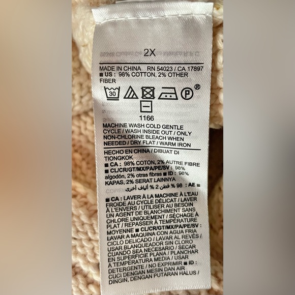 NWT! Old Navy Speckled Textured Rib-Knit Cream Cotton Tunic Sweater. Size 2x! - Picture 12 of 16